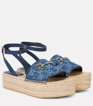 Пальмовые джинсовые эспадрильи Paloma Gucci, Denim Azure /Blue Aga