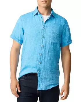 Пальмовый Берег Рубашка с Коротким Рукавом Узкого Покроя Rodd & Gunn, синий