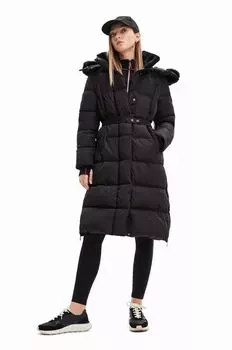 Пальто 23WWEWAZ WOVEN PADDED LONG COA WOMAN WOVEN PADDED LONG COA Desigual, черный