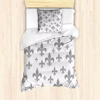 Пальто ABAKUHAUS Fleur De Lis, Retro Royal Vintage, защита от клещей, подходит для аллергиков с наволочками, 135 см x 200 см - 80 x 80 см, серый