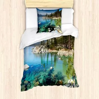 Пальто ABAKUHAUS Lake Tahoe, фото Summer Lake, защита от клещей, подходит для аллергиков с наволочками, 135 см x 200 см - 80 x 80 см, разноцветное