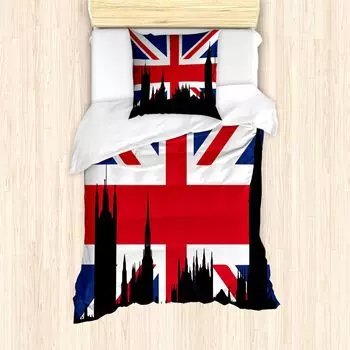 Пальто ABAKUHAUS Union Jack, исторический город Великобритании, защита от клещей, подходит для аллергиков с наволочками, 135 см x 200 см — 80 x 80 см, королевский синий черный красный