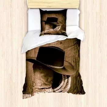 Пальто ABAKUHAUS Western, дерево дикой ковбойской шляпы, защита от клещей, подходит для аллергиков с наволочками, 135 см x 200 см - 80 x 80 см, коричневый