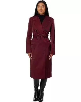 Пальто Avec Les Filles Stretch Cotton Belted Trench, бордовый