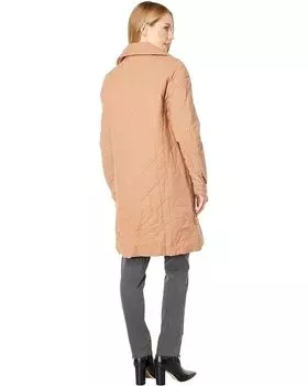 Пальто Avec Les Filles Washed Double-Breasted Quilted Peacoat, кэмел
