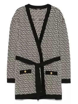 Пальто Balmain Kids с монограммой и жаккардом, нейтральный