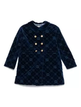 Пальто бархатное Gucci Kids Double G, синий