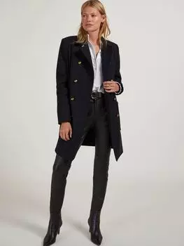 Пальто Baukjen Chitra из смесовой шерсти, классический темно-синий