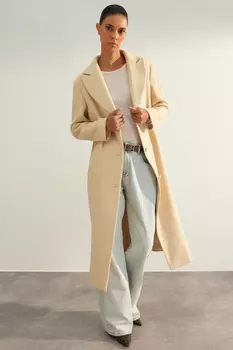 Пальто - Белый - Двубортный Trendyol