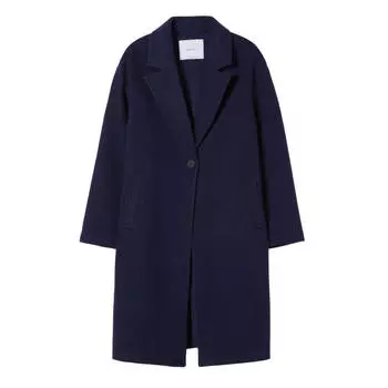 Пальто Bershka Drop-shoulder Heavy Cloth, темно-синий