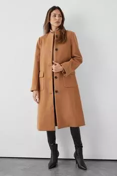 Пальто без воротника на пуговицах Debenhams, бежевый