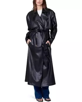 Пальто Blank NYC Leather Trench Coat, черный