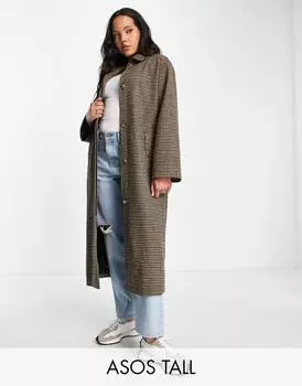 Пальто бойфренда в клетку ASOS DESIGN Tall