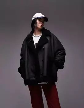 Пальто большого размера черного цвета Topshop