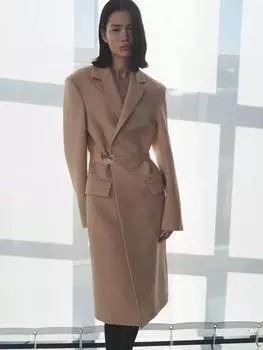 Пальто большого размера с поясом Mango, цвет Light-pastel Pink