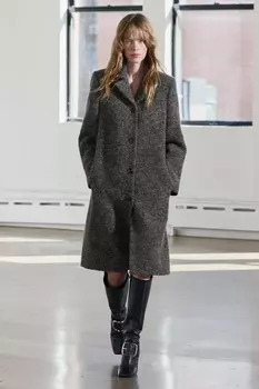 Пальто букле из шерсти manteco, коллекция zw ZARA, серо-коричневый