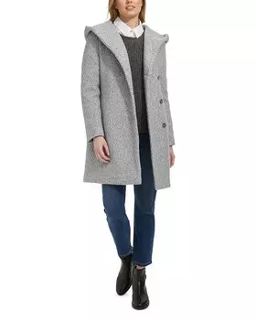 Пальто букле с капюшоном Cole Haan, серый