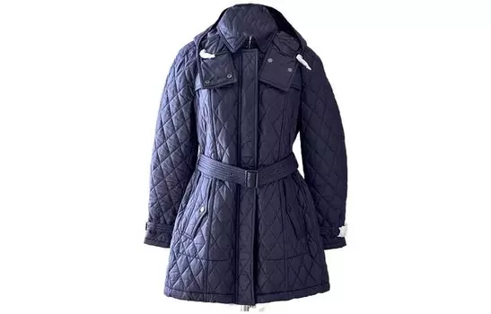 Пальто Burberry с поясом и капюшоном, синий