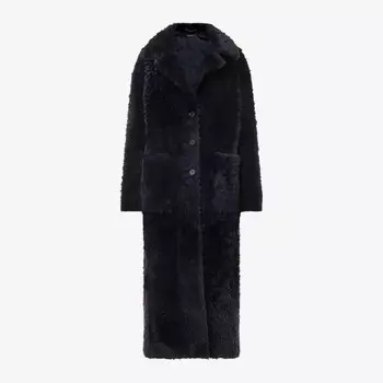 Пальто Camille из овчины классического кроя с застежкой на пуговицы Whistles, синий