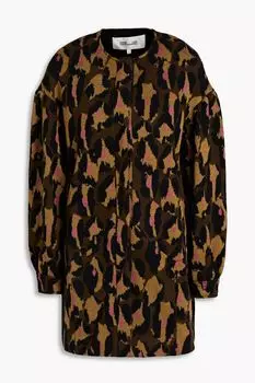 Пальто Carmella жаккардовой вязки из смесовой шерсти DIANE VON FURSTENBERG, зеленый