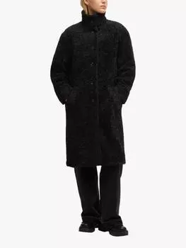 Пальто caylina с воротником-стойкой HUGO BOSS, черный