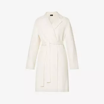 Пальто Cenda из смеси шерсти и кашемира с поясом Joseph, слоновая кость