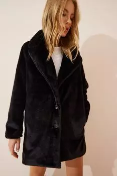 Пальто - Черный - Двубортный Happiness stanbul, черный