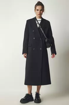 Пальто - Черный - Двубортный Happiness stanbul, черный