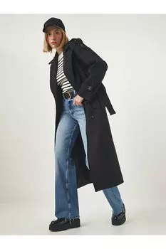 Пальто - Черный - Двубортный Happiness stanbul, черный