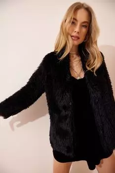 Пальто - Черный - Двубортный Happiness stanbul, черный