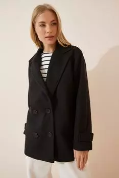 Пальто - Черный - Двубортный Happiness stanbul, черный