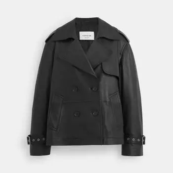 Пальто Coach Mini Leather Trench Coat, черный