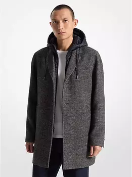 Пальто Coatbridge 2-в-1 из смеси шерсти с узором «елочка» Michael Kors, черный