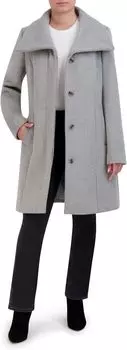 Пальто Cole Haan Double Face Wool Button-Up Coat with Convertible Collar, цвет Light Grey