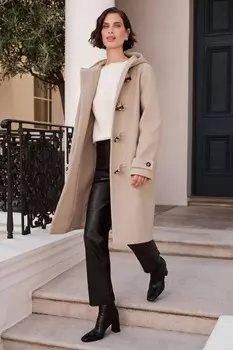 Пальто дафл с капюшоном Love & Roses, коричневый