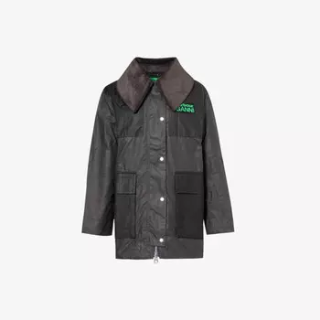 Пальто-Дафлкот из вощеного органического хлопка с тисненым логотипом Barbour x Ganni Barbour, черный
