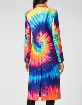 Пальто Длинная Меховая Вставка Tie Dye Philipp Plein, мультиколор