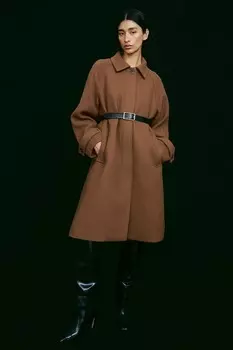 Пальто длиной до колена H&M, коричневый