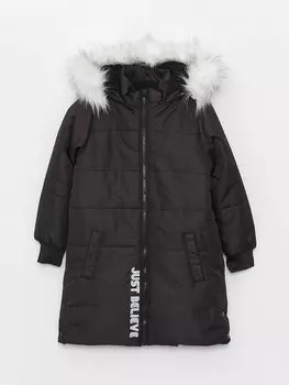 Пальто для девочек с капюшоном LCW Kids, новый черный