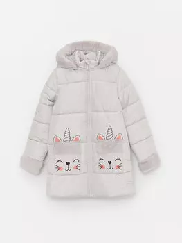 Пальто для девочек с капюшоном LCW Kids, светло-серый