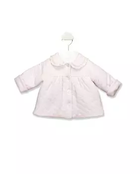 Пальто для девочки с детским воротником и застежкой на пуговицы BABID, розовый