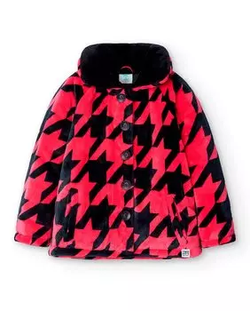 Пальто для девочки с геометрическим принтом и застежкой на пуговицы Boboli, красный