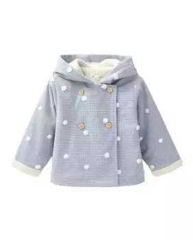 Пальто для девочки с капюшоном и застежкой на пуговицы Dadati, светло-голубой
