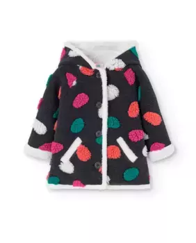 Пальто для девочки с капюшоном и застежкой на пуговицы Boboli, темно-серый