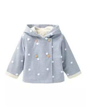Пальто для девочки с капюшоном и застежкой на пуговицы Dadati, светло-синий
