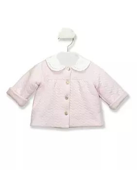 Пальто для девочки с зигзагообразной текстурой и застежкой на пуговицы BABID, розовый