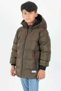Пальто для мальчика BLN Dream Printed Hooded Puffer Coat 14541 Bilen Kids, хаки