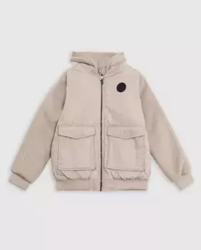 Пальто для мальчика с капюшоном и карманами IKKS, бежевый