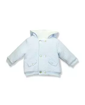 Пальто для мальчика с капюшоном зигзагообразной текстуры BABID, синий