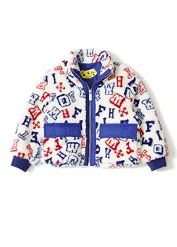 Пальто для мальчика сине-белого цвета с логотипом Off-White